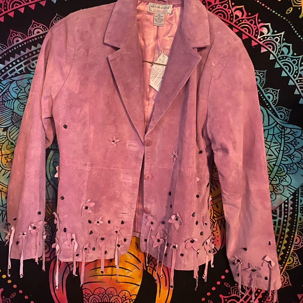 Victoria Costa Light Purple 100% Leather Jacket